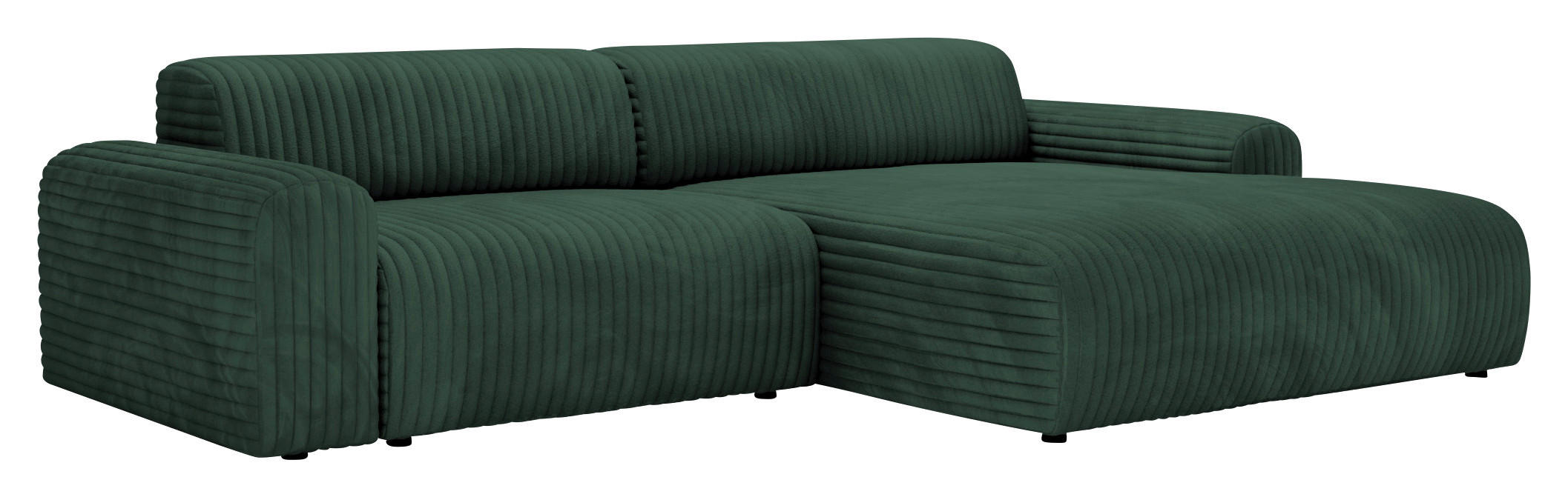 ECKSOFA in Cord Waldgrün  - Waldgrün/Schwarz, Design, Kunststoff/Textil (292/178cm) - Livetastic