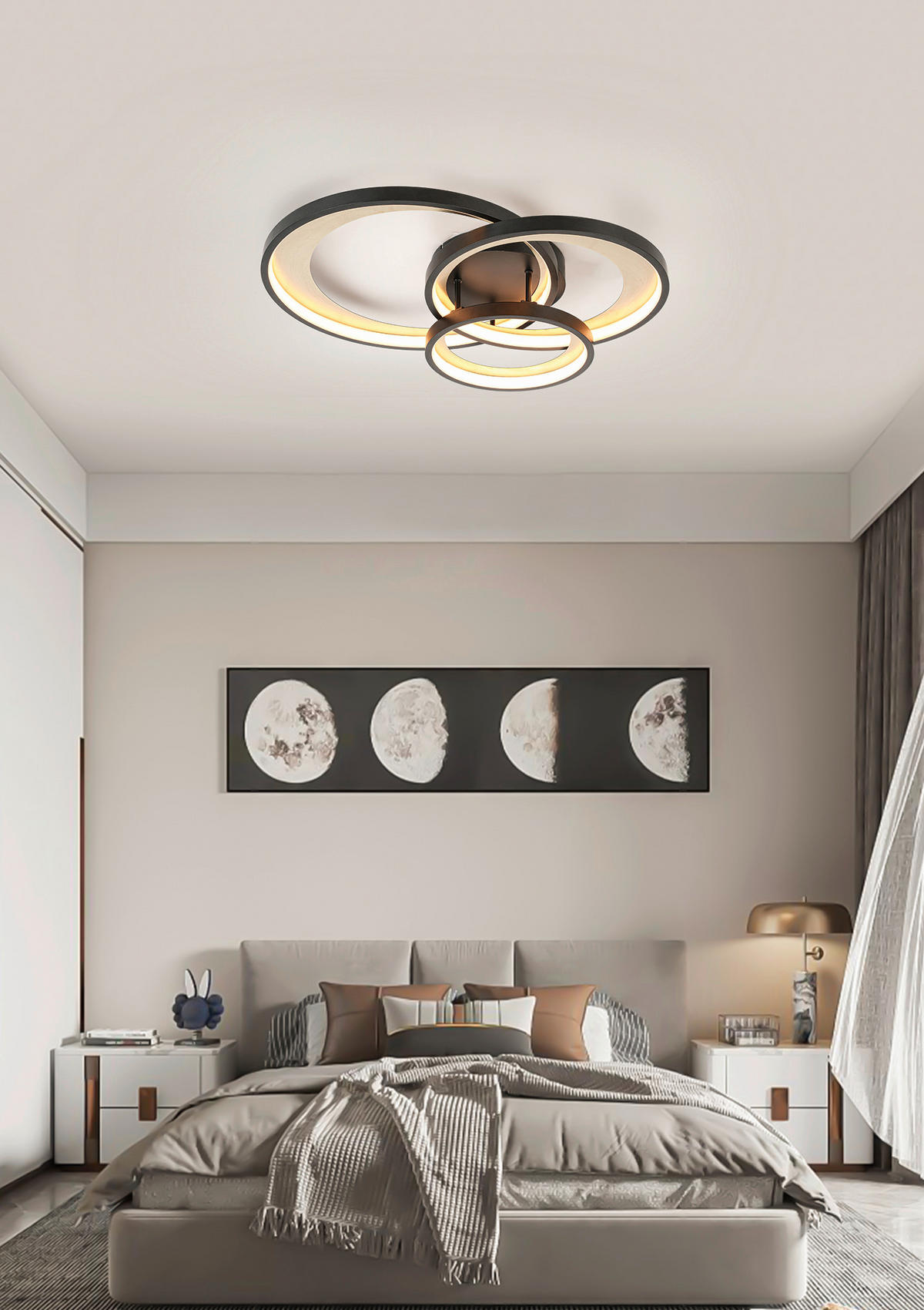 LED-DECKENLEUCHTE 54,2/46,8/11 cm    - Messingfarben/Schwarz, Design, Kunststoff/Metall (54,2/46,8/11cm) - Novel