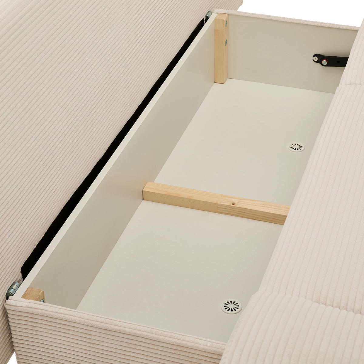 SCHLAFSOFA  in Cord Hellgrau, Beige  - Chromfarben/Beige, Design, Textil/Metall (200/78/90cm) - Venda