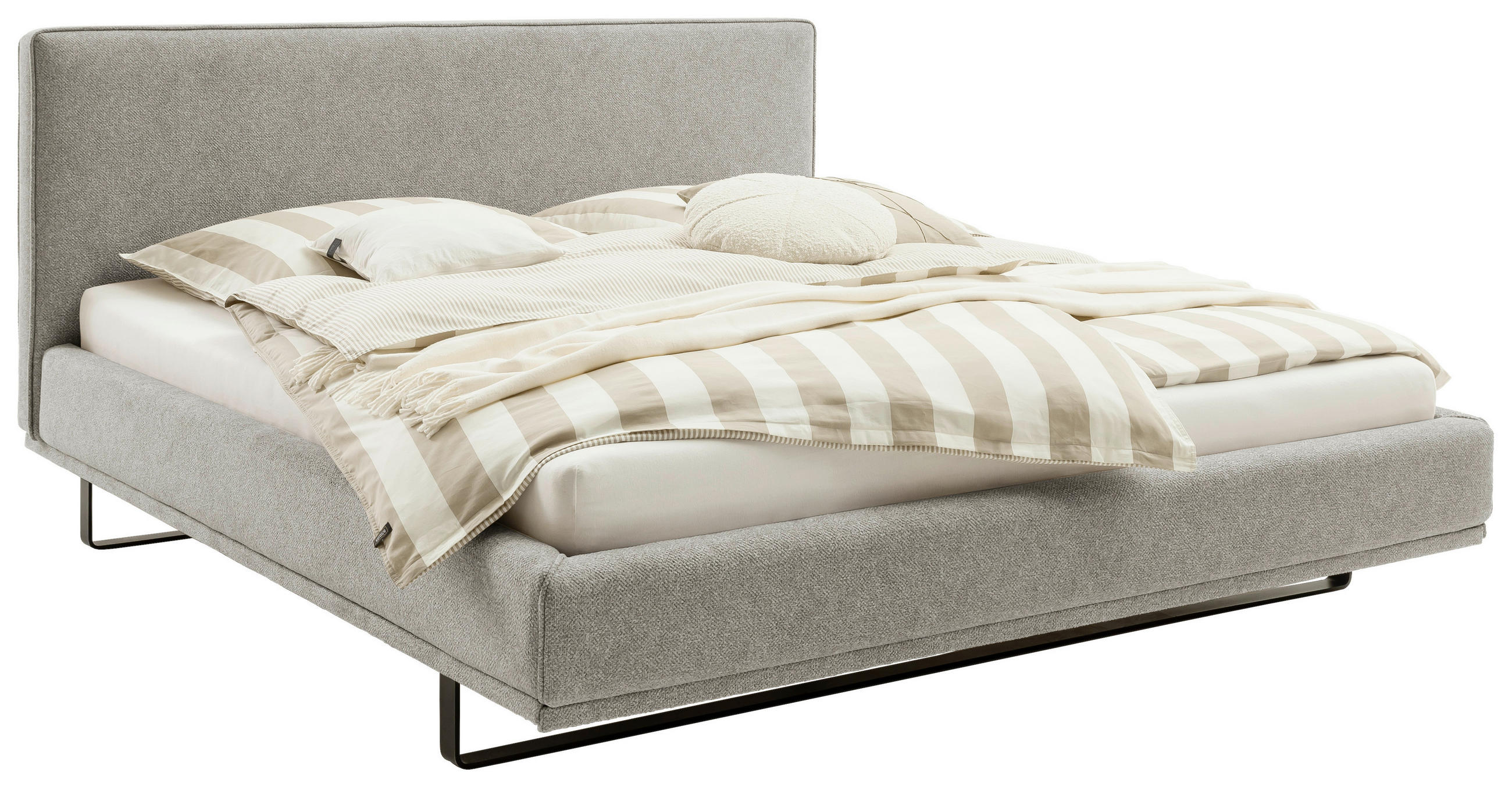 POLSTERBETT Matratze, Lattenrost Hellgrau 180/200 cm  - Birkefarben/Buchefarben, Design, Holz/Textil (180/200cm) - Schöner Wohnen