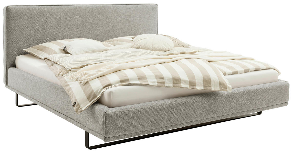 POLSTERBETT Matratze, Lattenrost Hellgrau 180/200 cm  - Birkefarben/Buchefarben, Design, Holz/Textil (180/200cm) - Schöner Wohnen