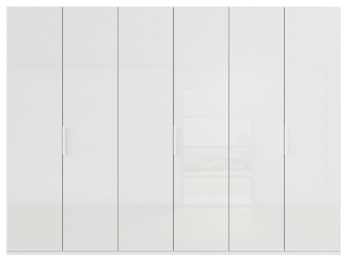 DREHTÜRENSCHRANK 301/235/61 cm,  in Weiß, 6-türig  - Weiß, Basics, Glas/Holzwerkstoff (301/235/61cm) - Novel