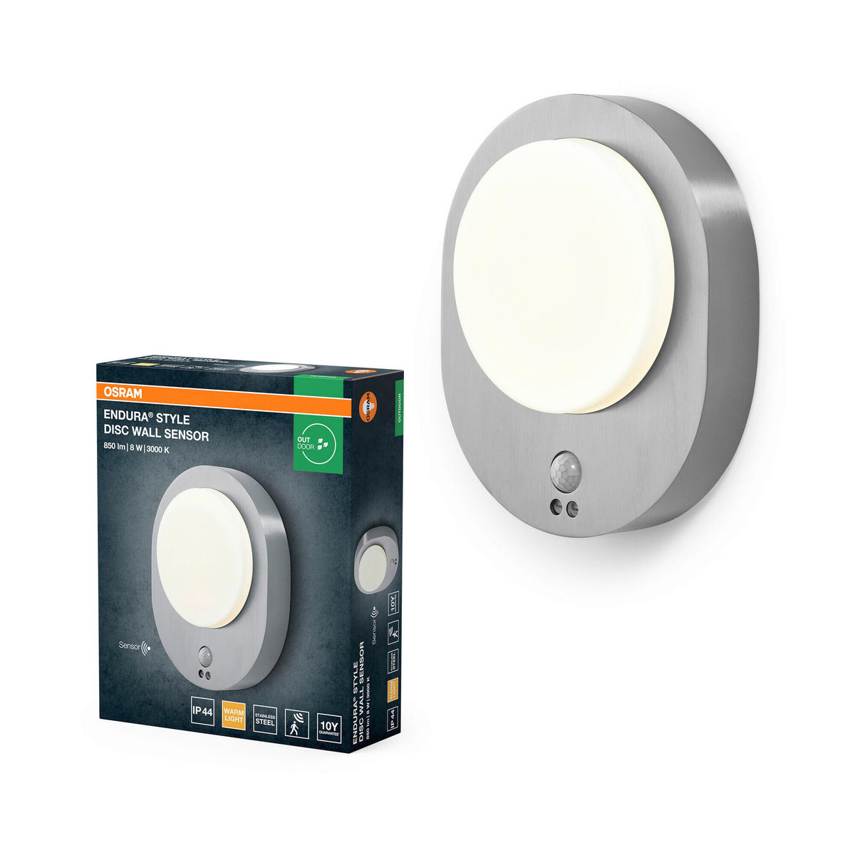 LED-AUßENLEUCHTE 24,4/20/6 cm   - Edelstahlfarben, Basics, Kunststoff/Metall (24,4/20/6cm) - Osram