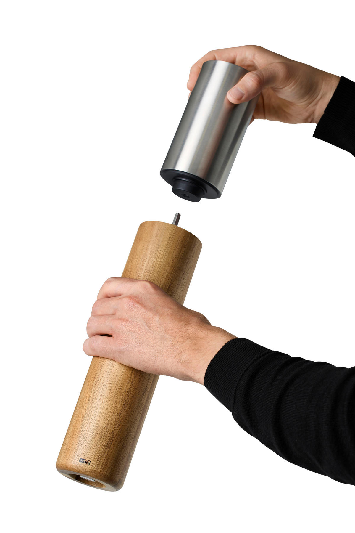 SALZ- ODER PFEFFERMÜHLE IKON  - Edelstahlfarben/Akaziefarben, Design, Holz/Keramik (7/40cm) - AdHoc