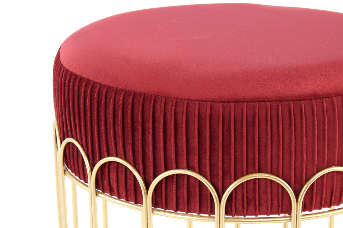 HOCKER in Metall, Kunststoff, Textil Goldfarben, Bordeaux  - Bordeaux/Goldfarben, Basics, Kunststoff/Textil (40/39/40cm) - Kayoom