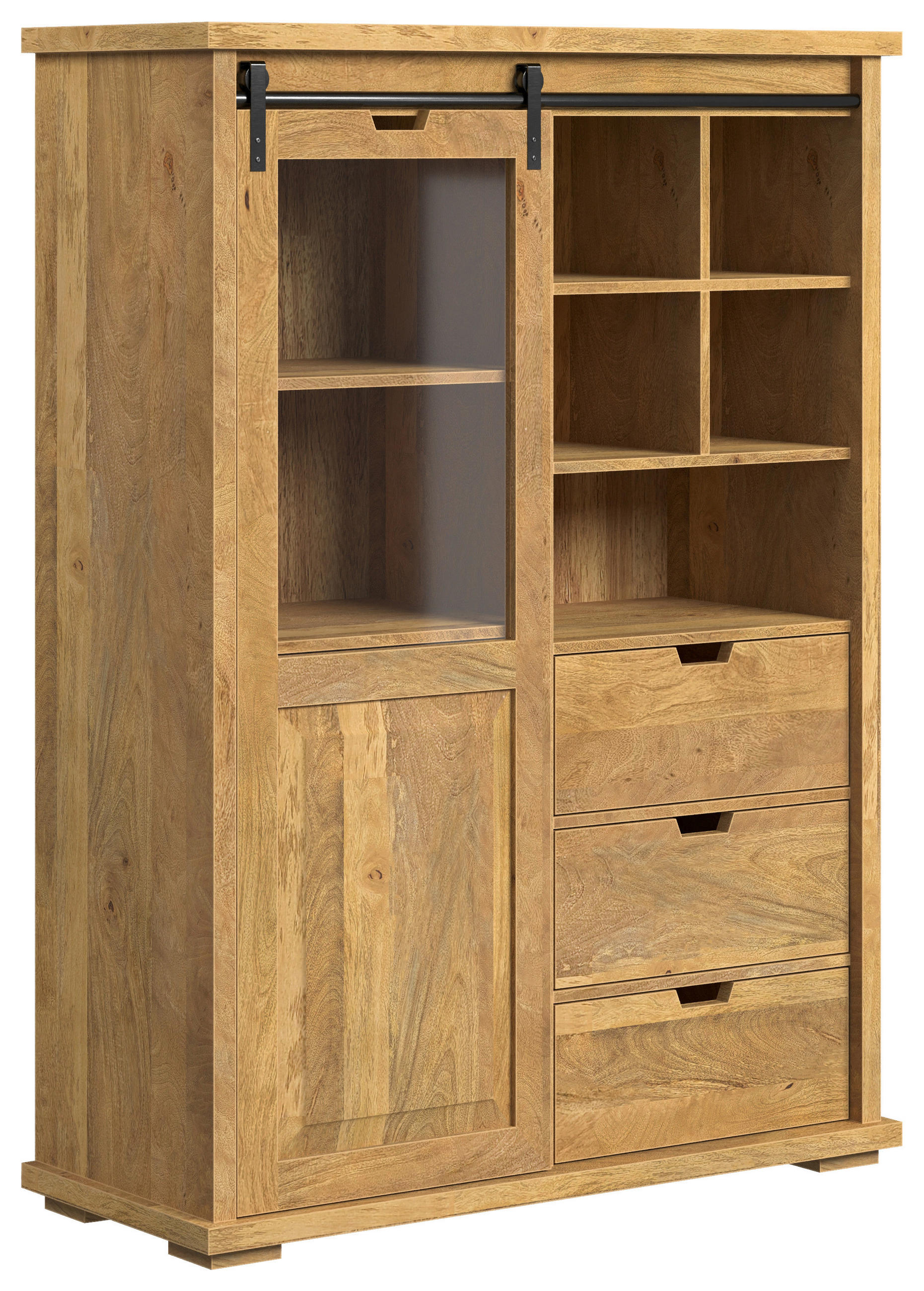 HIGHBOARD , 108/150/45 cm, 3 Schublade(n)  - Honig, KONVENTIONELL, Glas/Holz (108/150/45cm) - MID.YOU