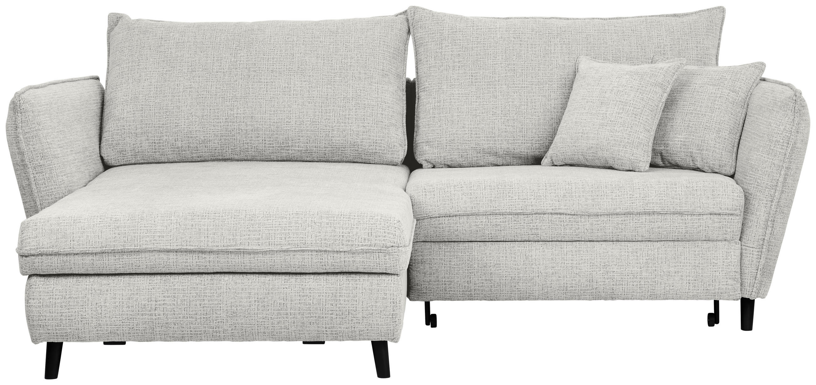 ECKSOFA inkl. Funktionen Hellgrau Struktur  - Hellgrau/Schwarz, Design, Holz/Textil (245/161cm) - Stylife