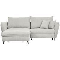 ECKSOFA inkl. Funktionen Hellgrau Struktur  - Hellgrau/Schwarz, Design, Holz/Textil (245/161cm) - Stylife