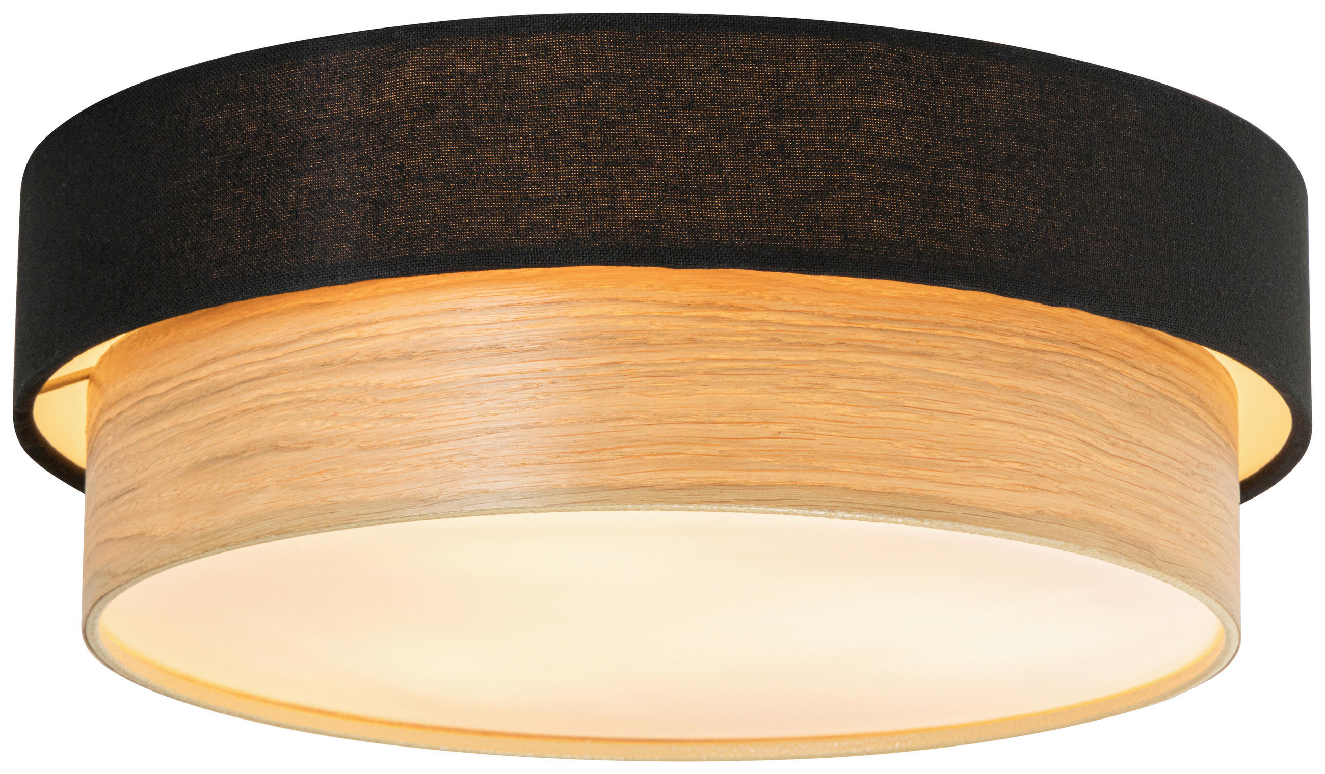 DECKENLEUCHTE 37/14 cm   - Eichefarben/Schwarz, Design, Holz/Kunststoff (37/14cm) - Novel