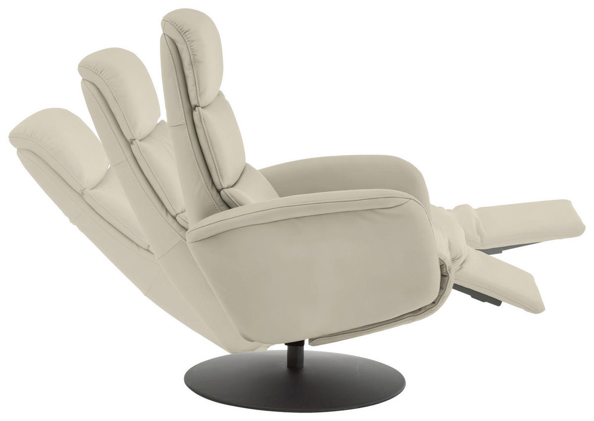 RELAXSESSEL in Leder Ecru  - Ecru/Schwarz, Design, Leder/Metall (76/108/86cm) - Dieter Knoll