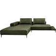 ECKSOFA  in Echtleder Grün  201/304 cm  - Schwarz/Grün, Design, Leder/Metall (201/304cm) - Belluti