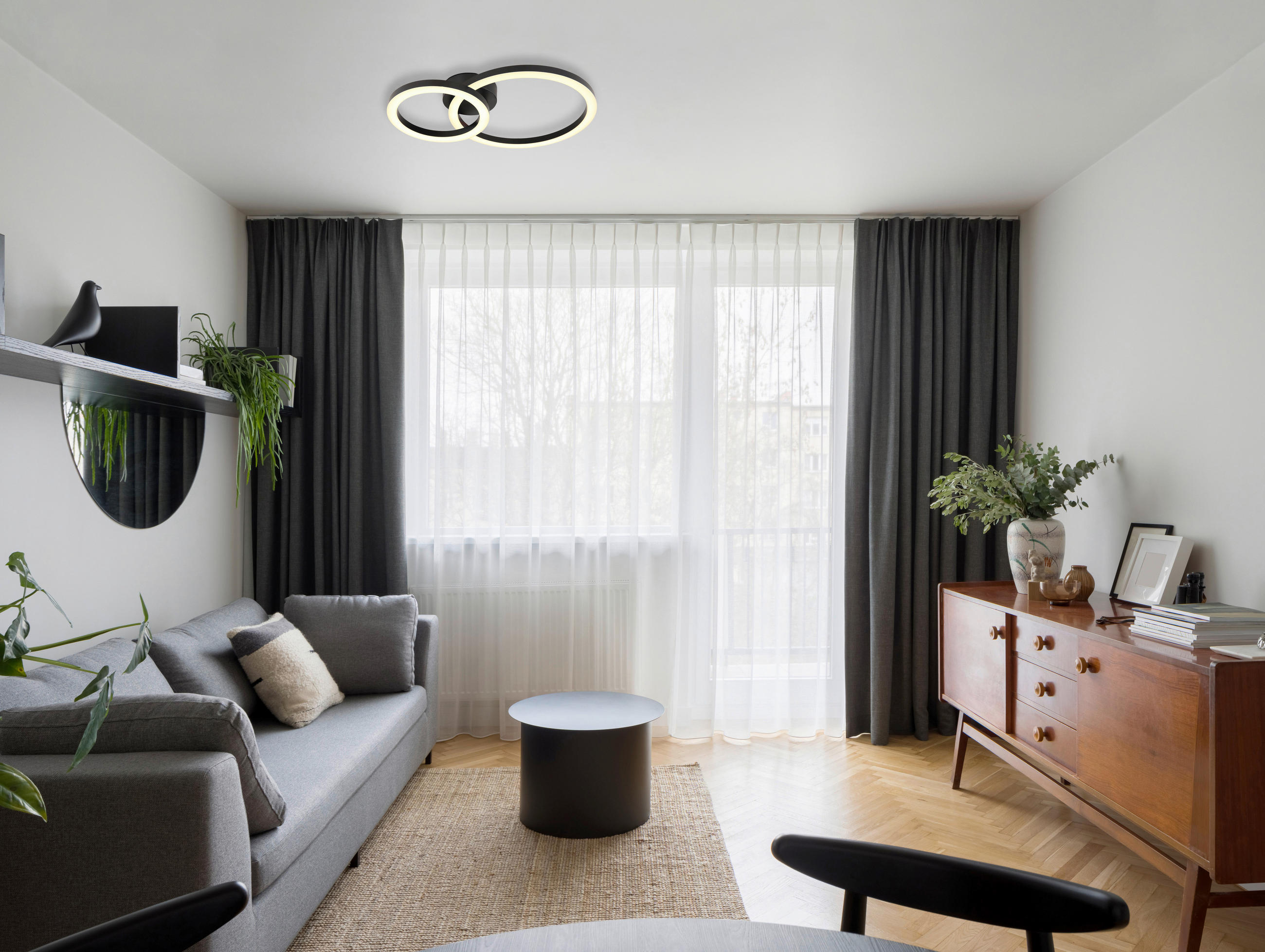 STROPNA LED-SVETILKA   //3000 K/230 V/ - črna/opal, kovina/umetna masa (42/30/7cm) - Globo