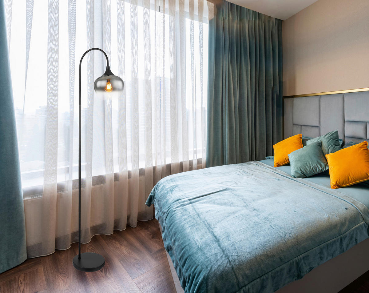 STOJACIA LAMPA, 39/25/150 cm - čierna, Design, kov/sklo (39/25/150cm) - Globo
