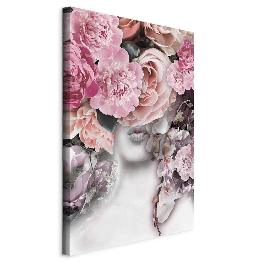 LEINWANDBILD Abstraktes, Menschen, Blumen 60/90/1,2 cm  - Pink/Weiß, Basics, Holz/Textil (60/90/1,2cm) - artgeist