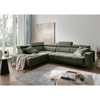 ECKSOFA Chenille Dunkelgrün  - Dunkelgrün/Schwarz, Konventionell, Textil/Metall (225/305cm) - Livetastic
