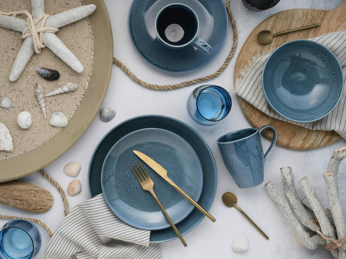 KOMBISERVICE 16-teilig  - Blau, Keramik - Creatable