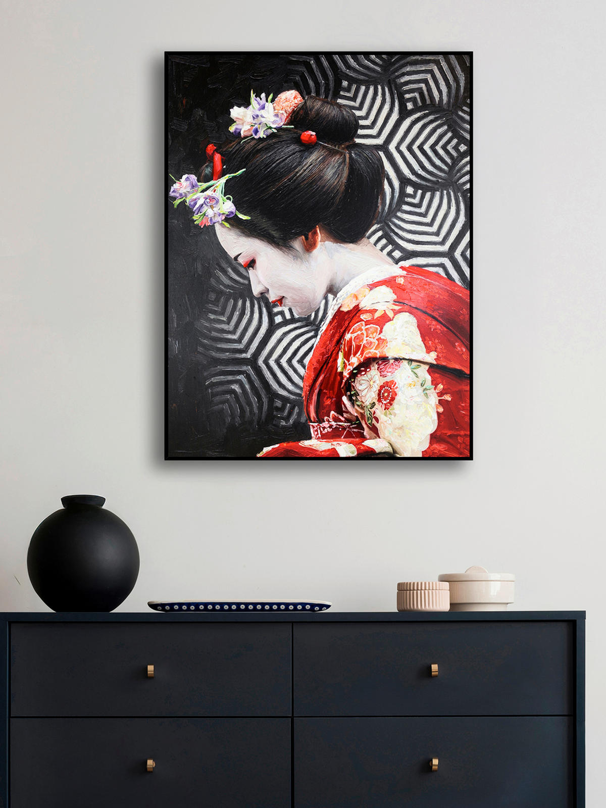 OLAJFESTMÉNY 60/80 cm  - fekete/többszínű, Design, faalapú anyag/textil (60/80cm) - Monee