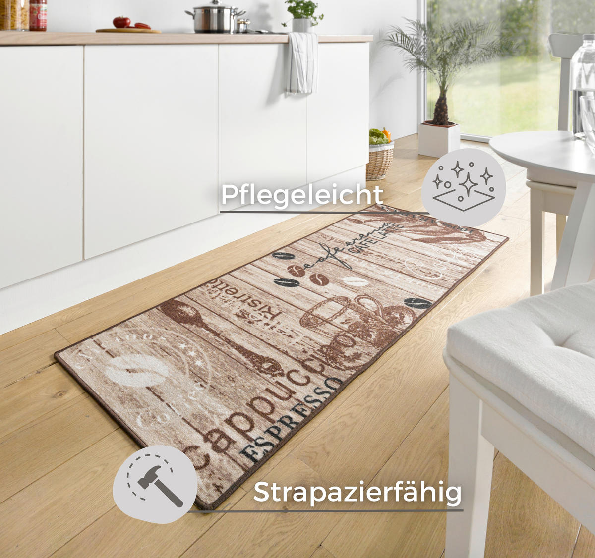 Chic: Küchenläufer (rechteckig 67/180 cm Loop Mokka, Creme  - Creme/Mokka, Design, Kunststoff/Textil (67/180cm) - Hanse Home