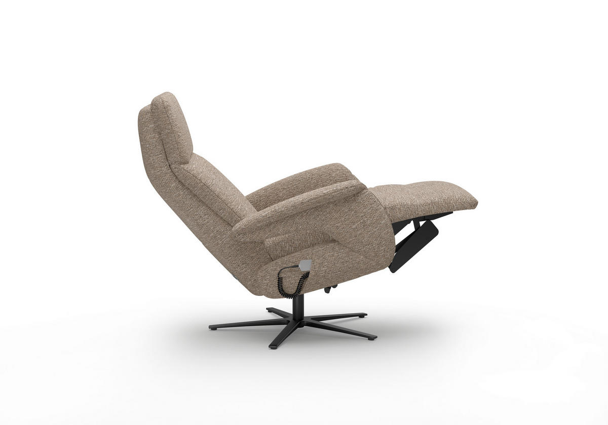 RELAXSESSEL TV TRIPLE SEVEN XTRA LARGE S1 Chenille Kopfteilverstellung, Fußteilverstellung, Rücken echt    - Schwarz/Cappuccino, Basics, Textil/Metall (86/111/86cm) - Sit & More