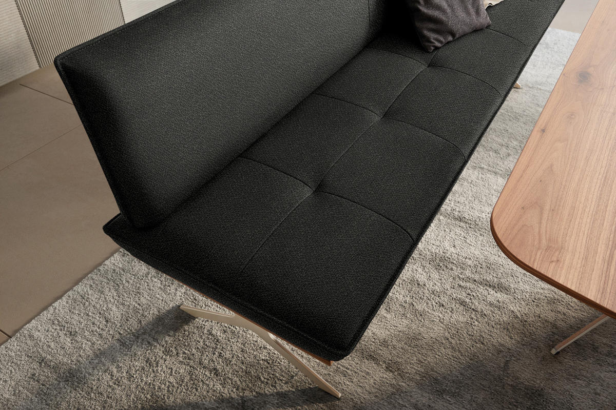 SITZBANK in Holz, Textil Anthrazit, Nussbaumfarben, Nickelfarben  - Edelstahlfarben/Anthrazit, Design, Holz/Textil (214/88/66cm) - Koinor