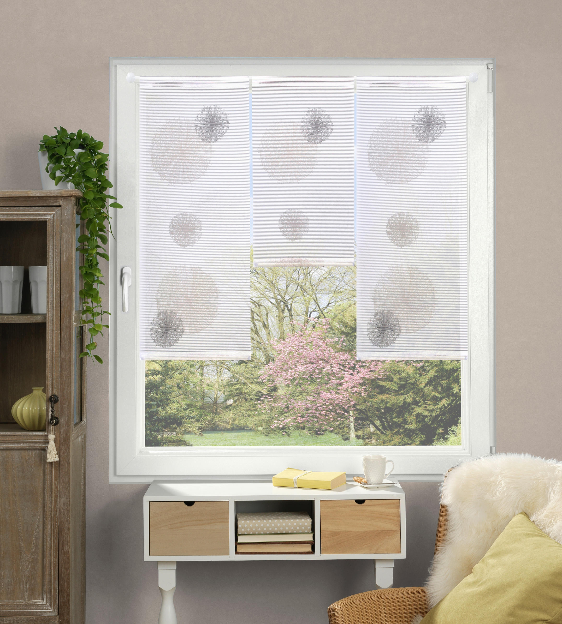 KURZGARDINE 3ER SET   30/80 cm   - Taupe, Basics, Textil (30/80cm)
