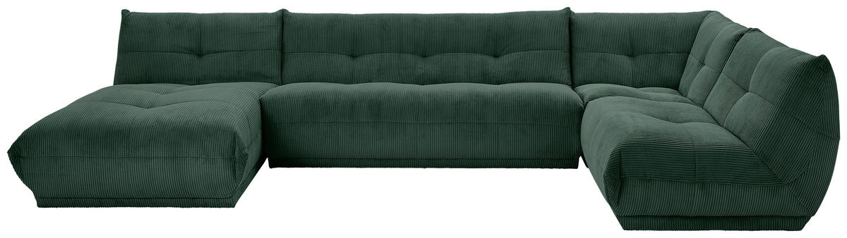 WOHNLANDSCHAFT in Cord Dunkelgrün  - Dunkelgrün, Trend, Textil (185/390/210cm) - Livetastic