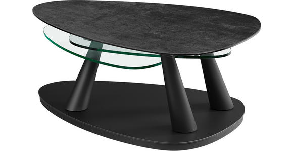 COUCHTISCH in Metall, Glas, Keramik 98/58/43 cm  - Silberfarben/Titanfarben, MODERN, Glas/Keramik (98/58/43cm) - Dieter Knoll