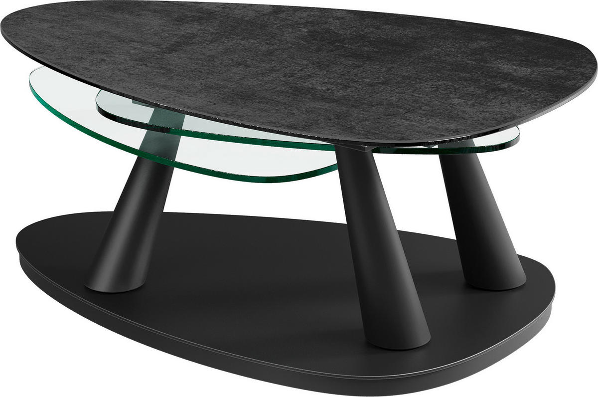 COUCHTISCH Metall, Glas, Keramik 98/58/43 cm  - Silberfarben/Titanfarben, Modern, Glas/Keramik (98/58/43cm) - Dieter Knoll