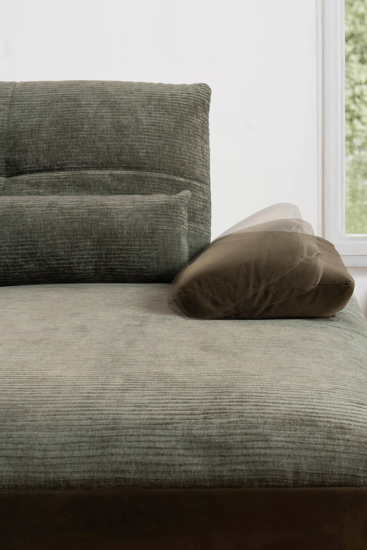 ECKSOFA Olivgrün  - Schwarz/Olivgrün, Trend, Holz/Metall (273/191-207cm) - Livetastic