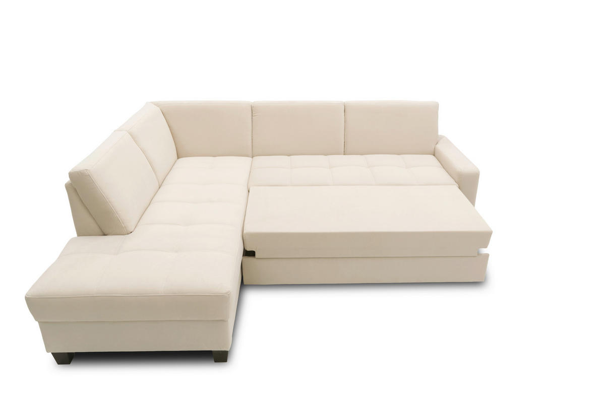 ECKSOFA FLORENTINA Creme Mikrofaser Liegefläche im Originalstoff  - Wengefarben/Creme, Basics, Holz/Textil (210/243cm) - MID.YOU