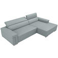 ECKSOFA DUA in Echtleder Hellgrau  293/170 cm  - Chromfarben/Hellgrau, Design, Leder/Metall (293/170cm) - Novel