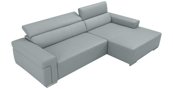 ECKSOFA DUA in Echtleder Hellgrau  293/170 cm  - Chromfarben/Hellgrau, Design, Leder/Metall (293/170cm) - Novel