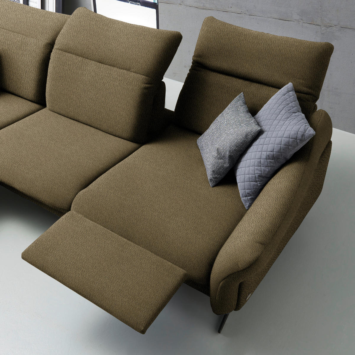 ECKSOFA in Webstoff Dunkelgrün  - Dunkelgrün/Anthrazit, Design, Textil/Metall (203/299cm) - Himolla