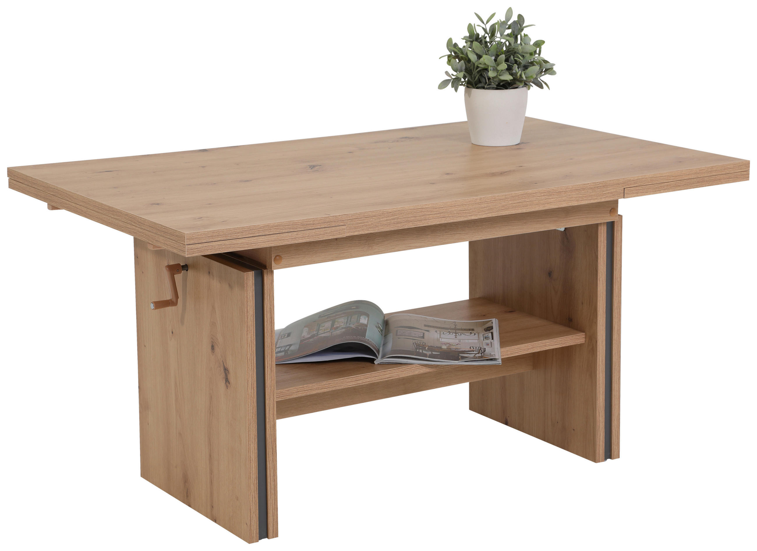 COUCHTISCH 110-165/67/56-66 cm rechteckig Eichefarben  - Eichefarben, MODERN, Holzwerkstoff (110-165/67/56-66cm) - MID.YOU