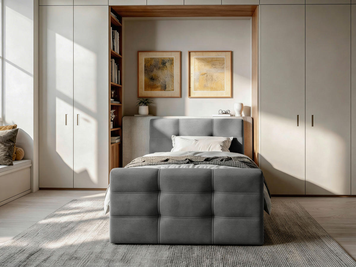 BOXBETT 120/200 cm  in Grau  - Schwarz/Grau, Basics, Kunststoff/Textil (120/200cm) - Chameo