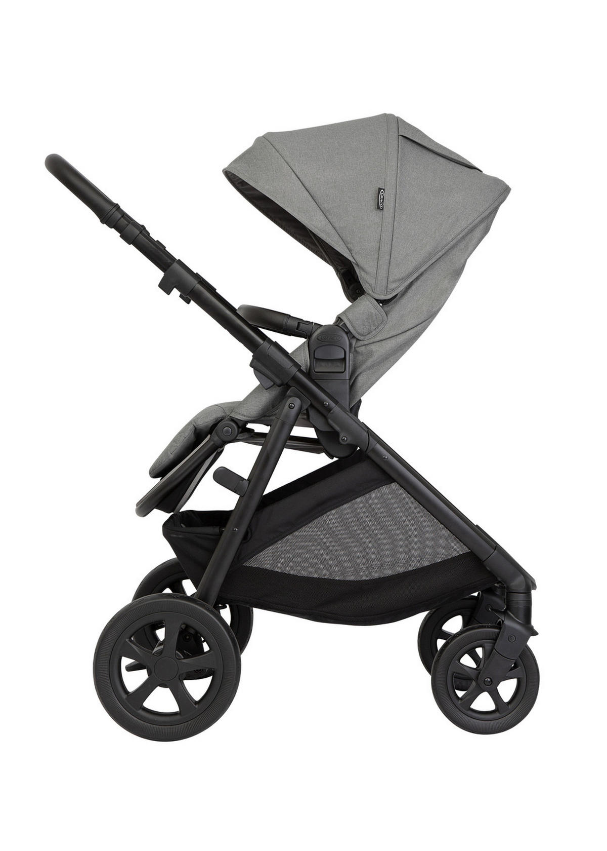 KINDERWAGENSET  Near2Me 3in1  Ash  - Schwarz/Grau, Basics, Kunststoff/Metall (62,7/120/95cm) - Graco