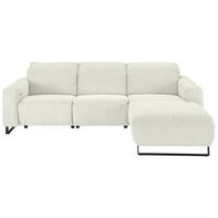 ECKSOFA Weiß Cord  - Schwarz/Weiß, KONVENTIONELL, Textil/Metall (266/180cm) - Hom`in