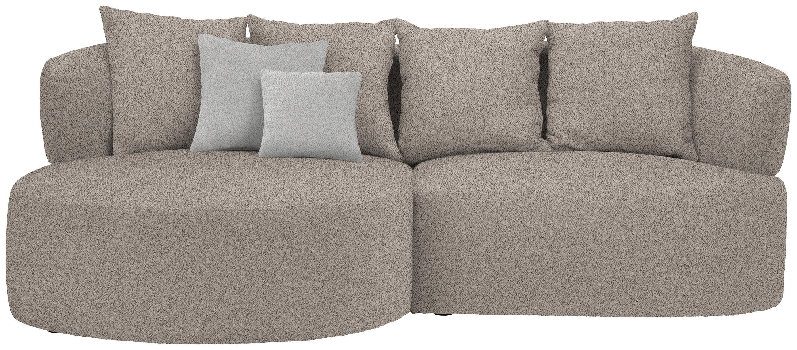 ECKSOFA in Plüsch Graubraun  166/235 cm  - Graubraun/Schwarz, MODERN, Kunststoff/Textil (166/235cm) - Hom`in