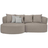 ECKSOFA in Plüsch Graubraun  166/235 cm  - Graubraun/Schwarz, MODERN, Kunststoff/Textil (166/235cm) - Hom`in