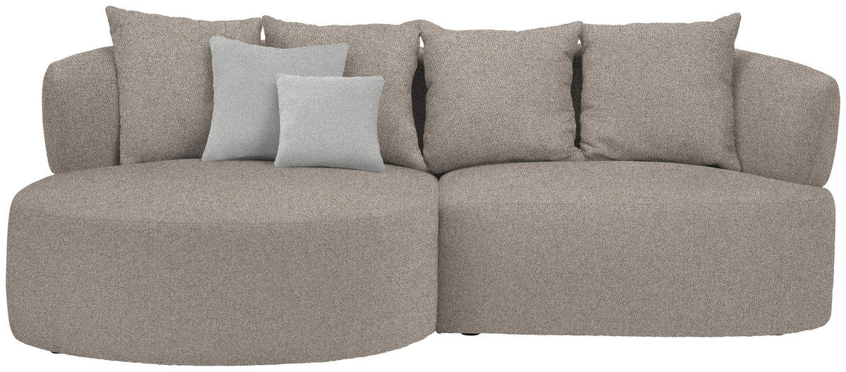 ECKSOFA in Plüsch Graubraun  166/235 cm  - Graubraun/Schwarz, MODERN, Kunststoff/Textil (166/235cm) - Hom`in