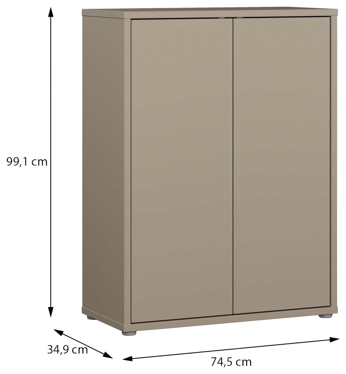 SCHUHSCHRANK Alice Springs  in 74,5/99,1/34,9 cm  - Taupe/Grau, MODERN, Holzwerkstoff/Kunststoff (74,5/99,1/34,9cm) - Modern Living
