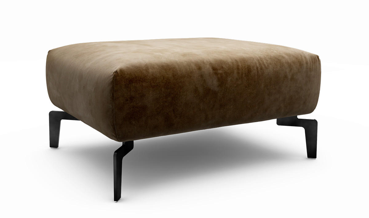 HOCKER Samt Braun  - Schwarz/Braun, Design, Textil/Metall (90/70/46cm) - SENSOO