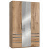 DREHTÜRENSCHRANK 150/236/58 cm 3-türig Eichefarben  - Chromfarben/Eichefarben, MODERN, Holzwerkstoff (150/236/58cm) - MID.YOU