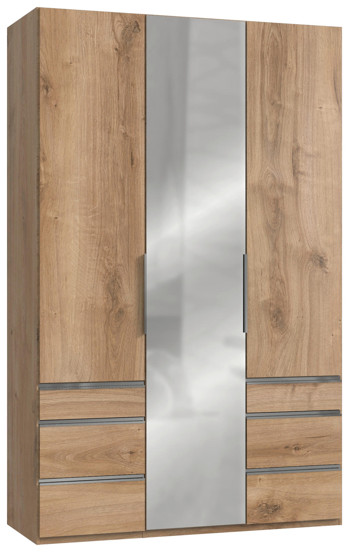DREHTÜRENSCHRANK 150/236/58 cm 3-türig Eichefarben  - Chromfarben/Eichefarben, MODERN, Holzwerkstoff (150/236/58cm) - MID.YOU
