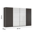 SCHWEBETÜRENSCHRANK 361/235/68 cm 4-türig Graphitfarben, Weiß  - Chromfarben/Graphitfarben, KONVENTIONELL, Glas/Holzwerkstoff (361/235/68cm) - Novel