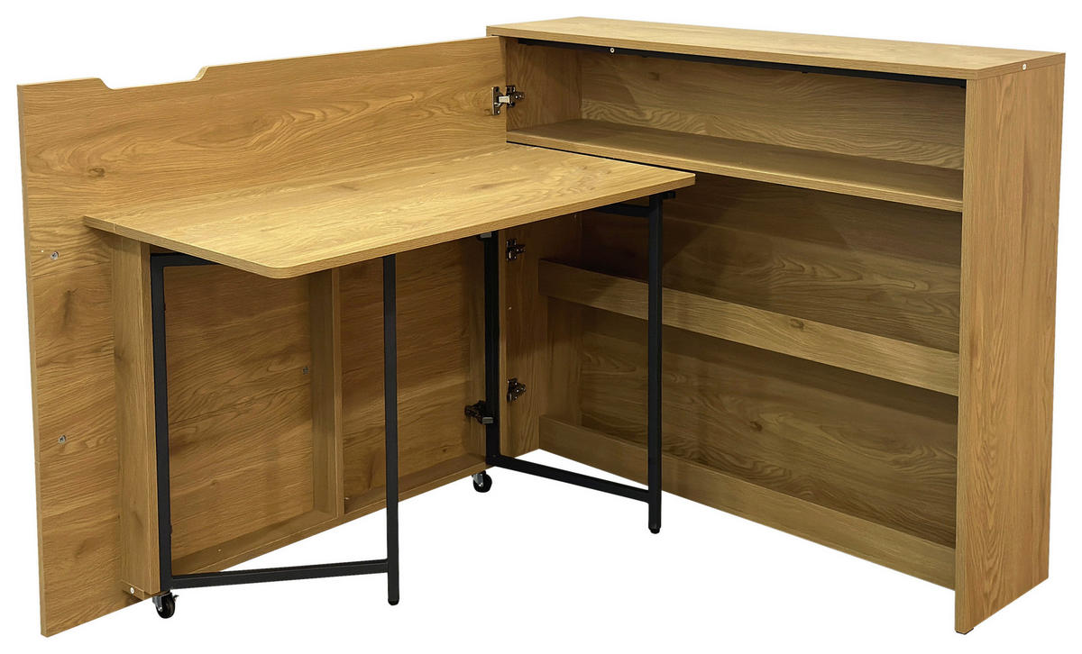 SCHREIBTISCH  in Schwarz, Eichefarben  - Eichefarben/Schwarz, MODERN, Holzwerkstoff/Metall (115/100/30cm) - MID.YOU