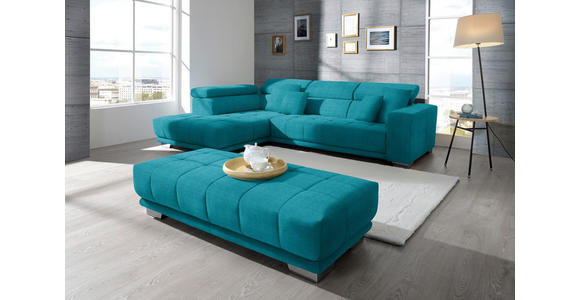 ECKSOFA in Mikrofaser Türkis  - Türkis/Chromfarben, Design, Textil/Metall (207/301cm) - Xora