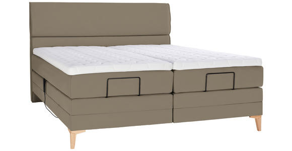 BOXSPRINGBETT 200/200 cm  in Graubraun  - Eichefarben/Graubraun, KONVENTIONELL, Holz/Textil (200/200cm) - Voleo