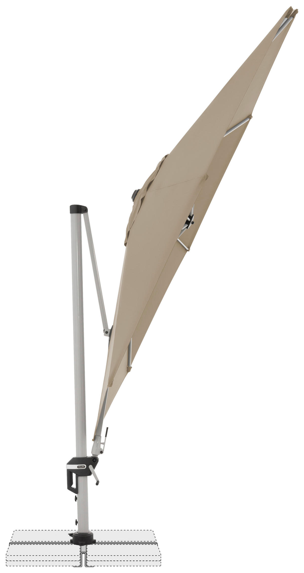 AMPELSCHIRM 370 cm Greige  - Greige/Silberfarben, Basics, Textil/Metall (370cm) - Doppler