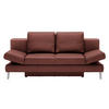 SCHLAFSOFA Weinrot Echtleder  - Chromfarben/Weinrot, Design, Leder/Metall (200/85/90cm) - Novel